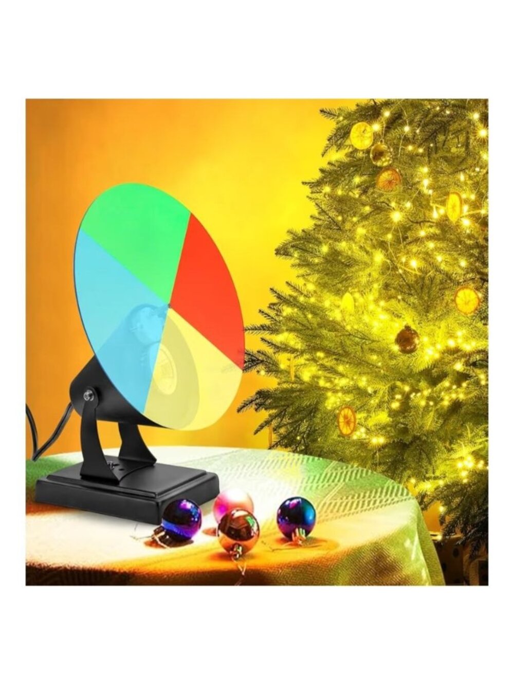 Retro Christmas Tree Color Wheel with Rotating LED Lights 120V 5W Adjustable